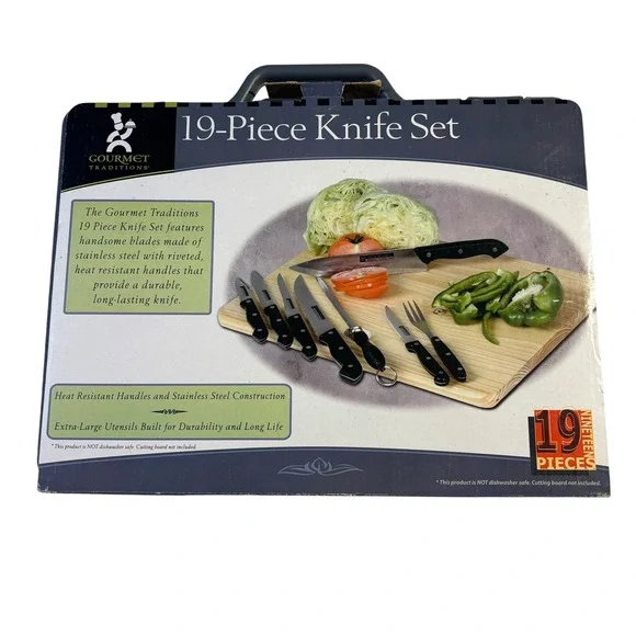 Gourmet Traditions 19 Piece Knife Set Kitchen Messer Stainless Steel Cutlery New - Picture 2 of 11